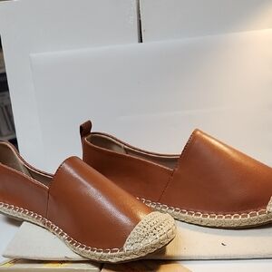 Avon Studio Tan Leather Espadrille Flats